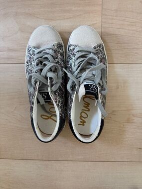 Sam Edelman girls Gray Glitter Low-Top Sneakers